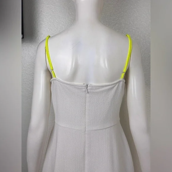 Black Halo Quill White Midi Dress with Neon Trim Size 8. D23 - Picture 11 of 16